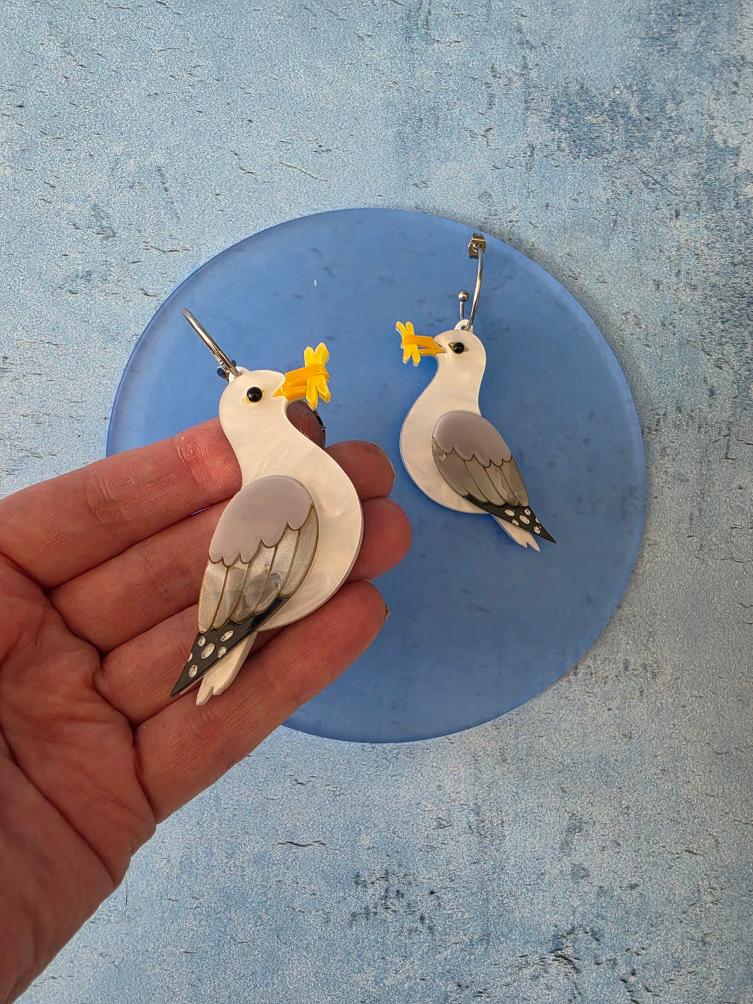 Seagull Herring Gull Chip Thief Hoop Earrings
