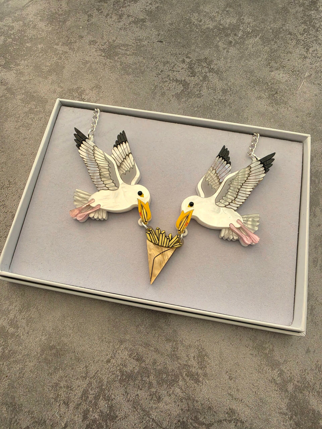 Statement Seagull Herring Gull Chip Thief Charm Necklace