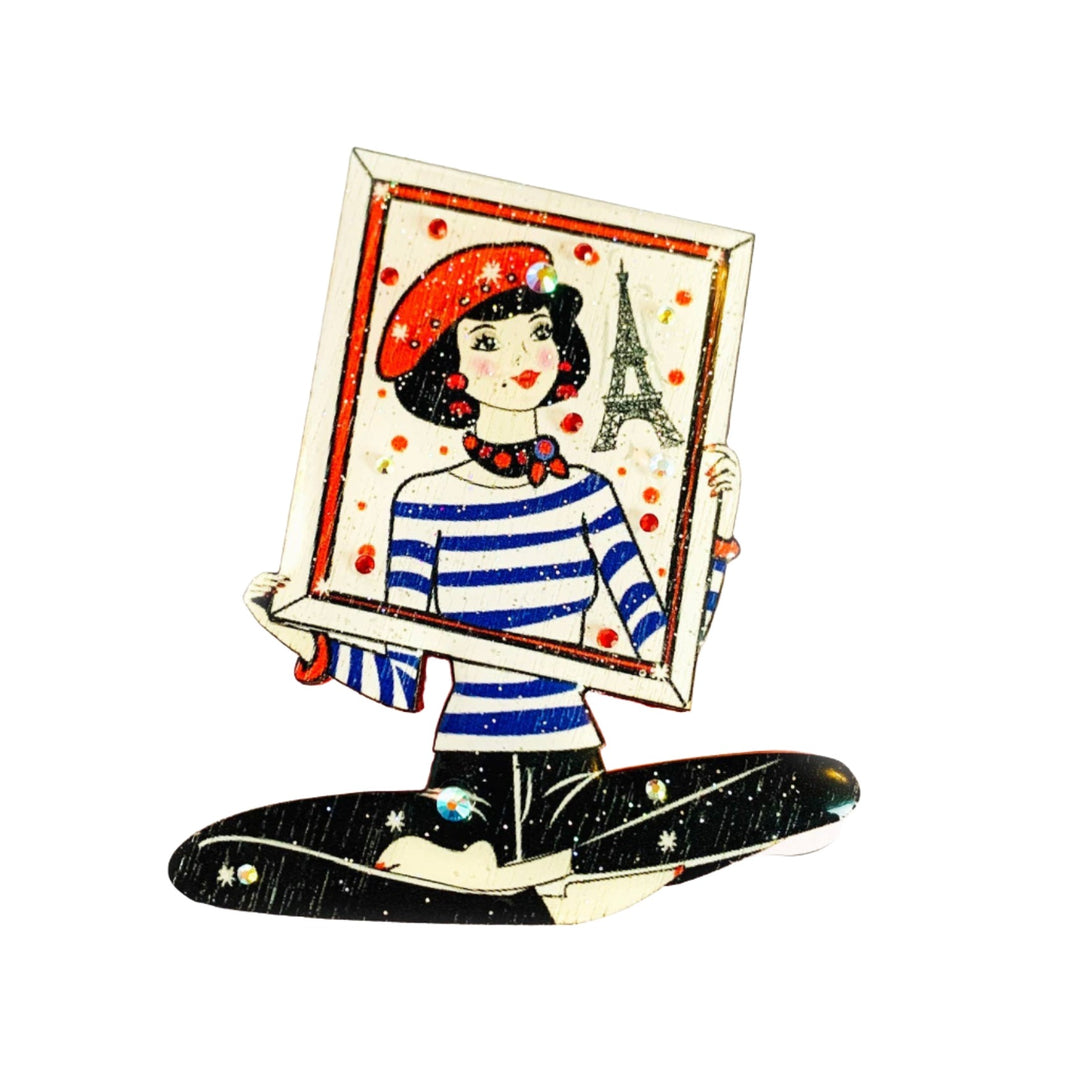 French Mime Girl Brooch by Rosie Rose Parker