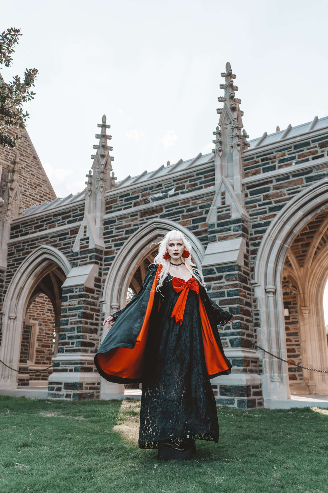 Priscilla 60's Bell Sleeve Lace Maxi Dress in Black