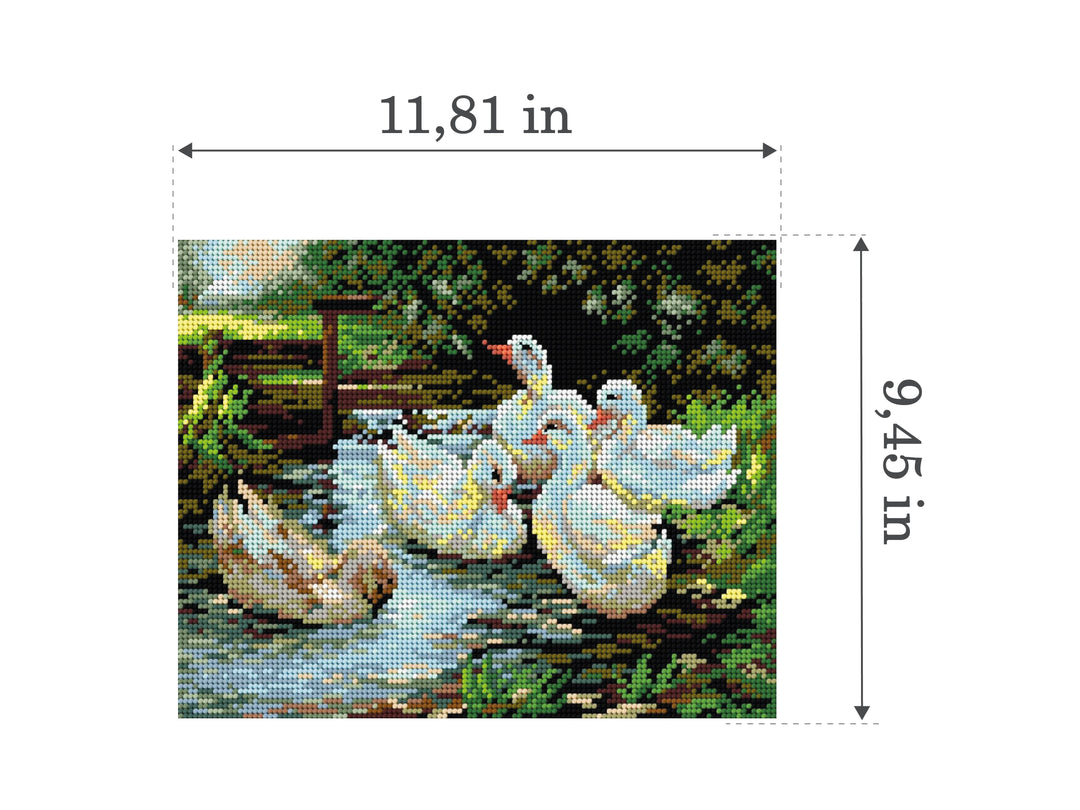 Needlepoint canvas for halfstitch without yarn after Aleksander Max Koester - Landscape with Ducks 2111H