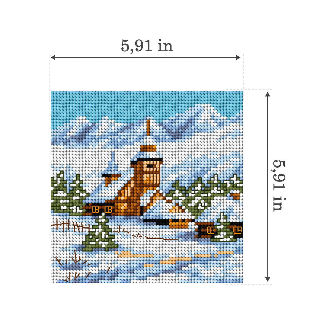 Gobelin canvas for halfstitch without yarn Winter Lanscape with Church 2168D