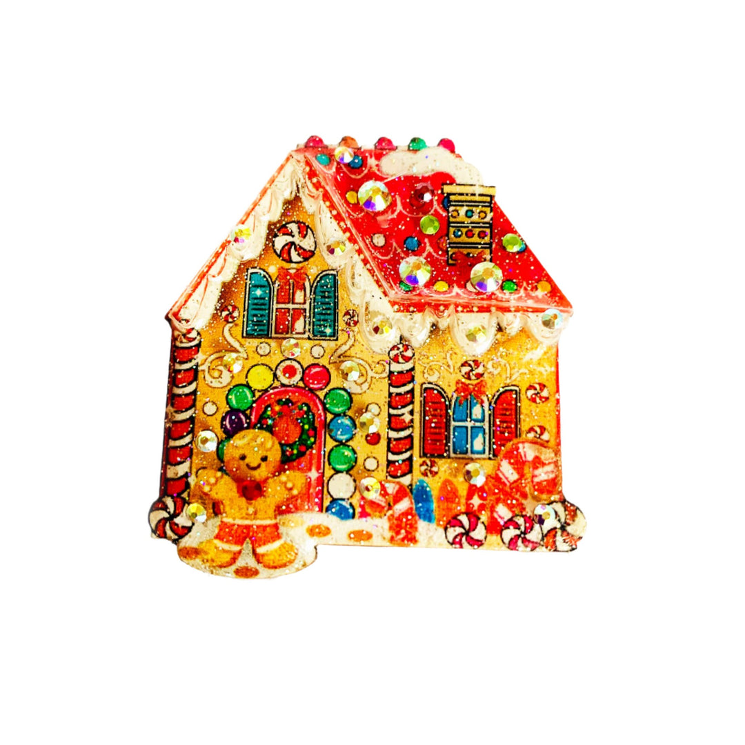 Gingerbread Man's House Brooch by Rosie Rose Parker