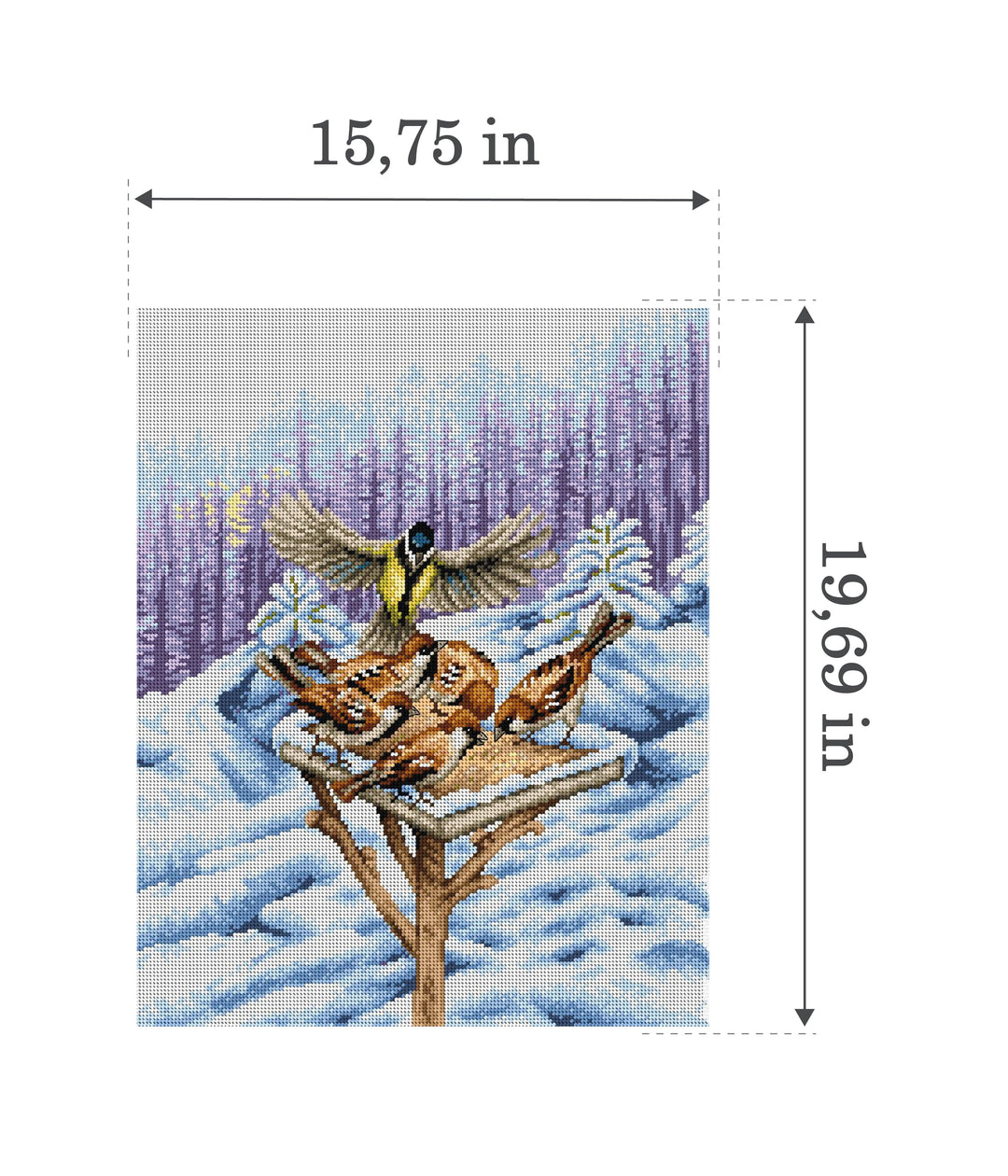 Winter Feeder 2284M Needlepoint canvas for halfstitch without yarn