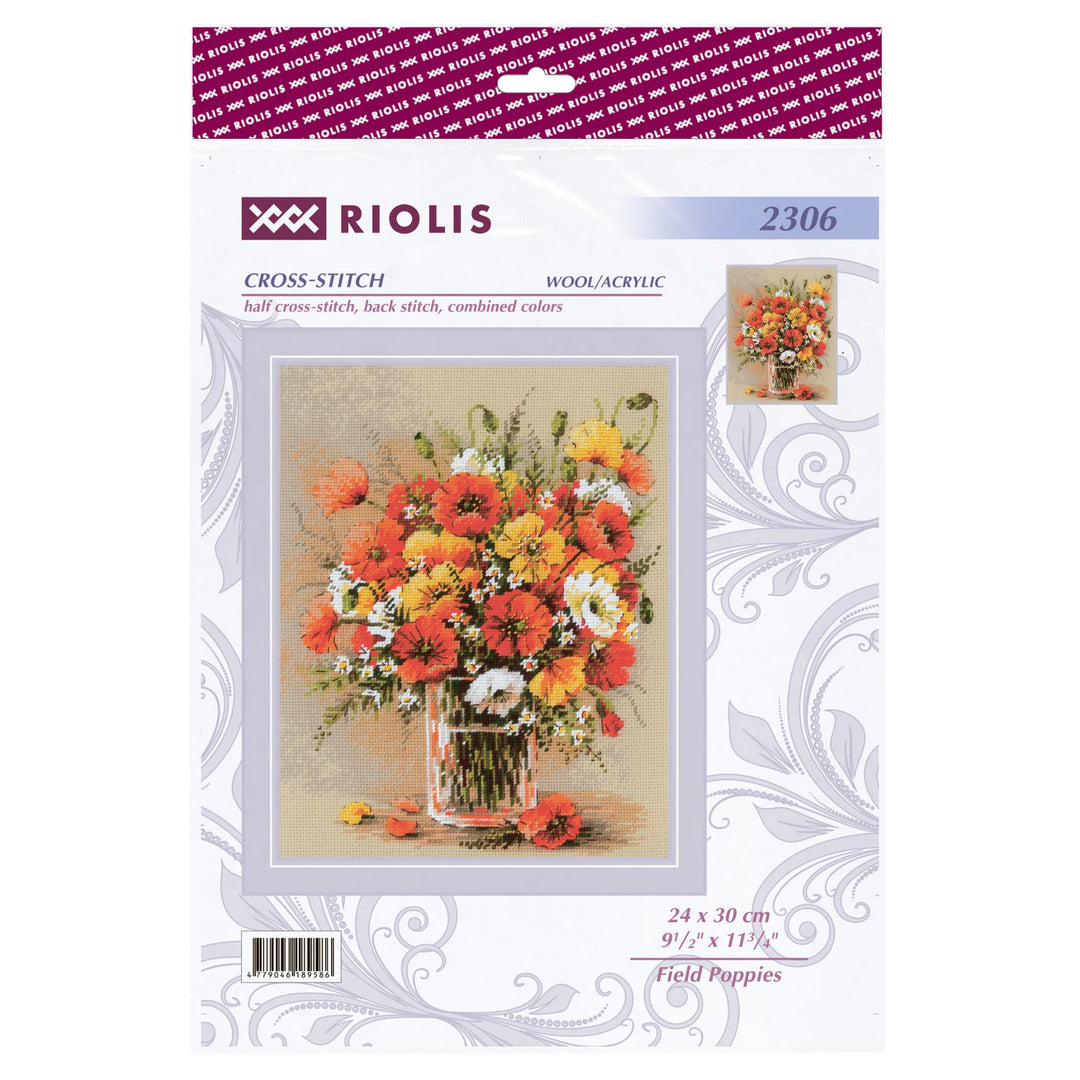 Field Poppies Counted Cross Stitch Kit by Riolis R2306