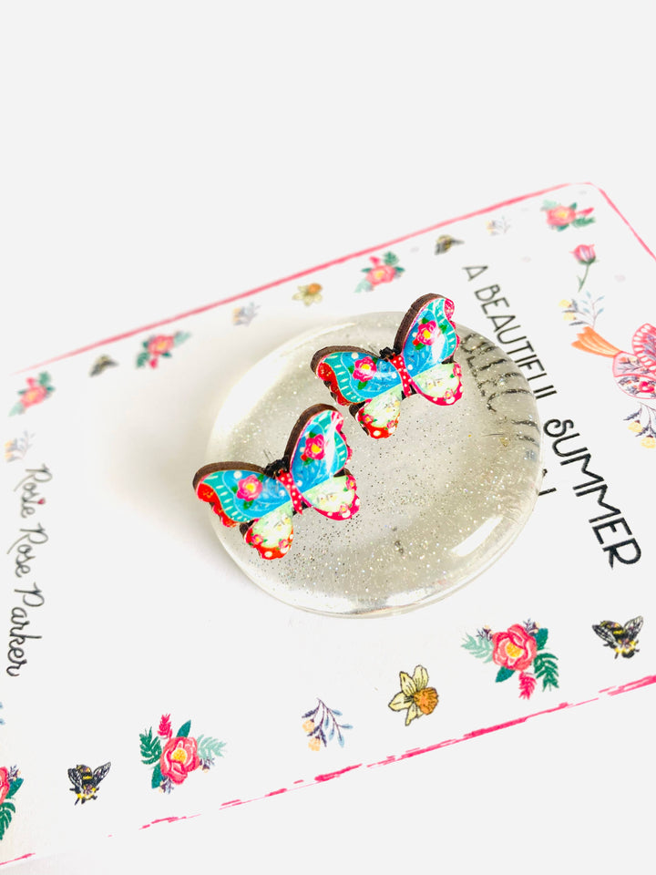 Pretty Butterfly Stud Earrings by Rosie Rose Parker