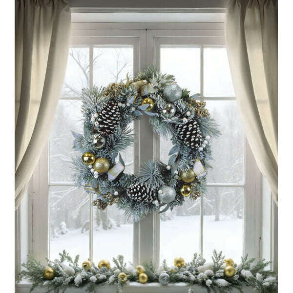 Old World Christmas 24 Inch Silver and Gold Frosted Fir Wreath