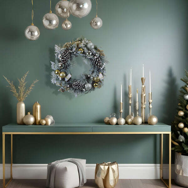 Old World Christmas 24 Inch Silver and Gold Frosted Fir Wreath