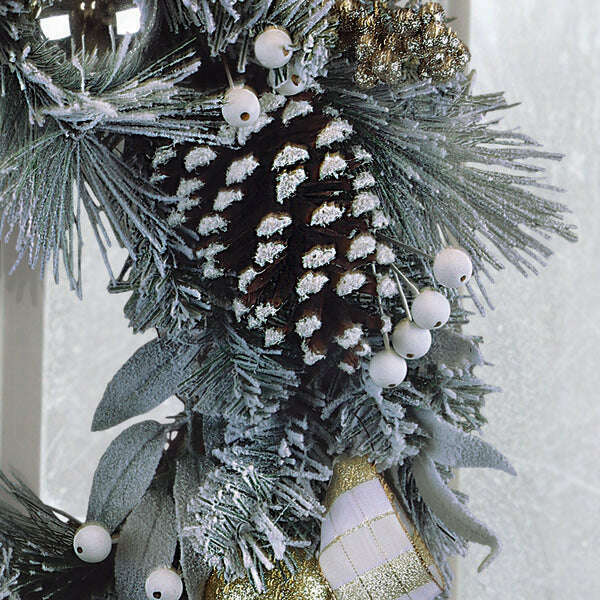 Old World Christmas 24 Inch Silver and Gold Frosted Fir Wreath