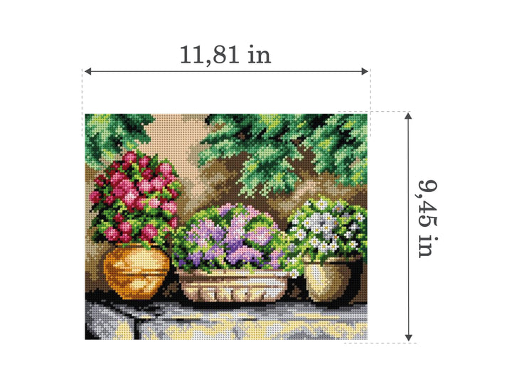 Needlepoint canvas for halfstitch without yarn Flowers in My Garden 2411H - Printed Tapestry Canvas