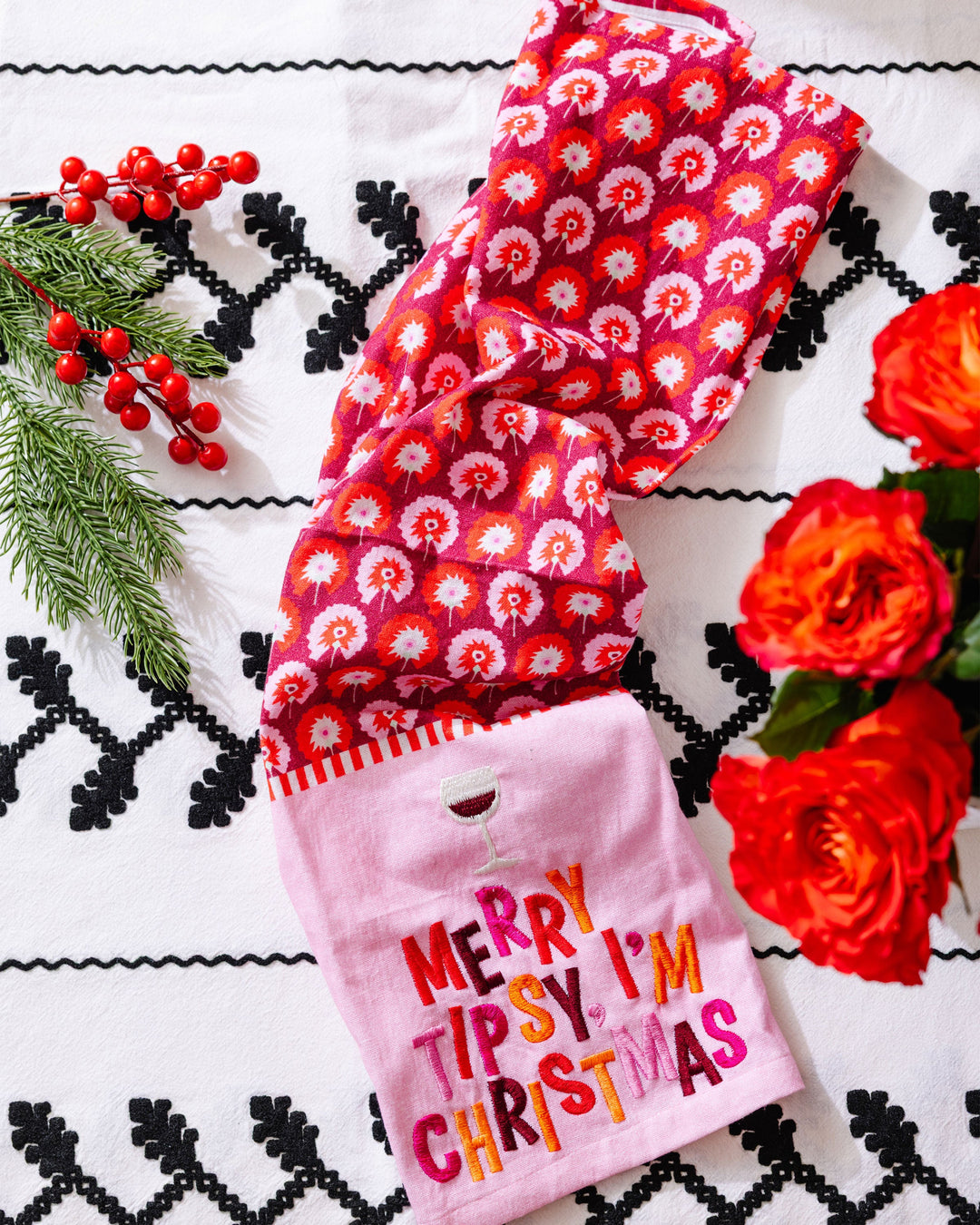 Merry Tipsy Dish Towel