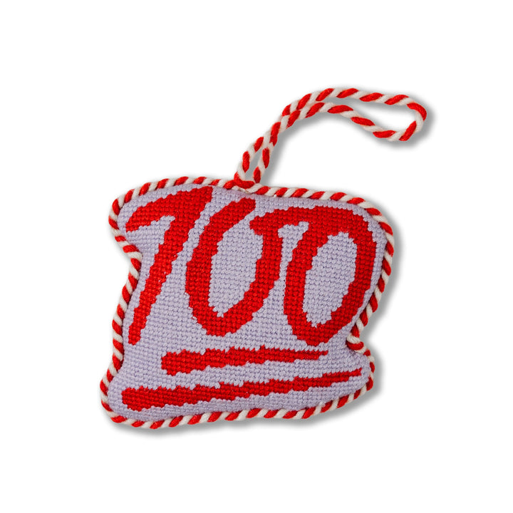 Needlepoint Icon Ornament - 100 Emoji
