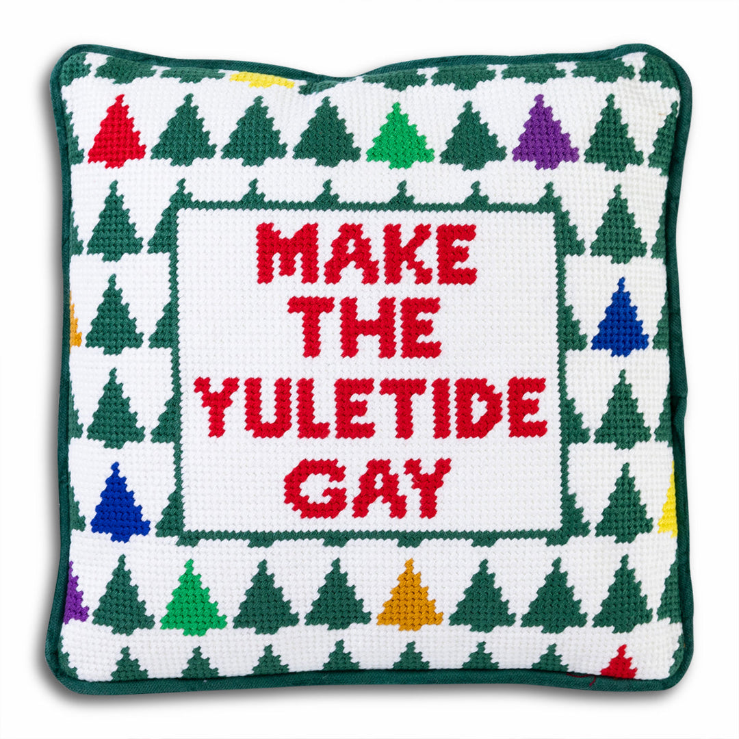 Make the Yuletide Gay Needlepoint Pillow