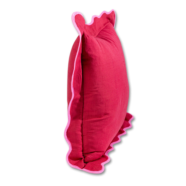 Darcy Linen Pillow - Wine + Neon Pink - Case Only