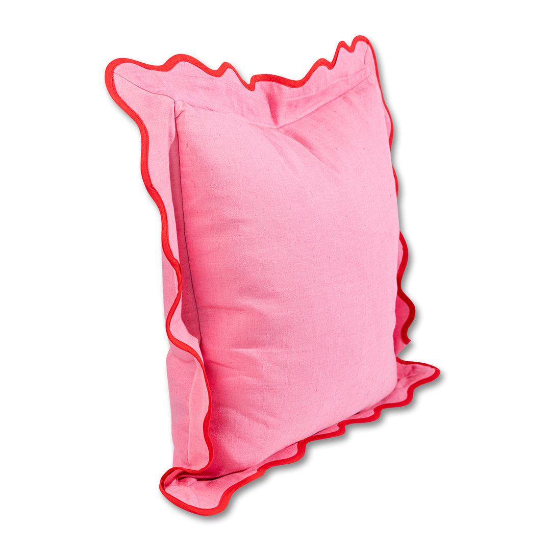 Darcy Linen Pillow - Light Pink + Cherry - Case Only