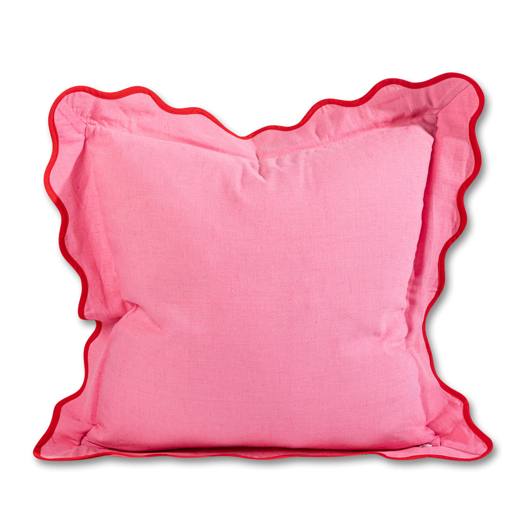 Darcy Linen Pillow - Light Pink + Cherry - Case Only