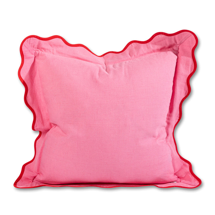 Darcy Linen Pillow - Light Pink + Cherry - Case Only