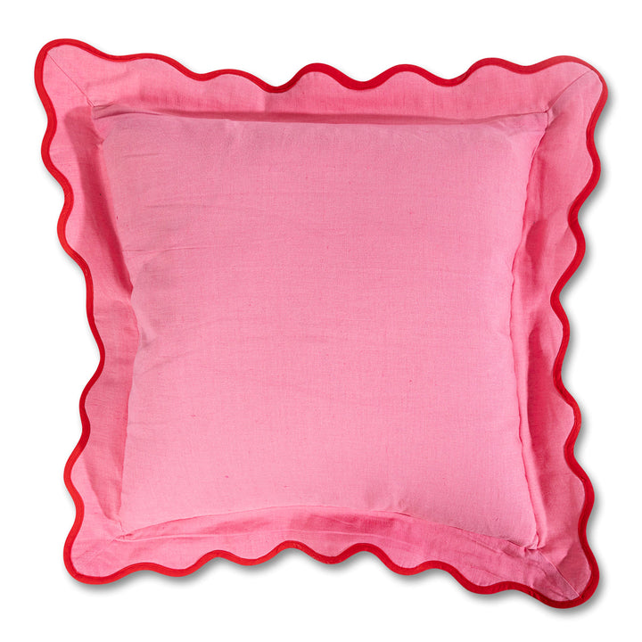 Darcy Linen Pillow - Light Pink + Cherry - Case Only