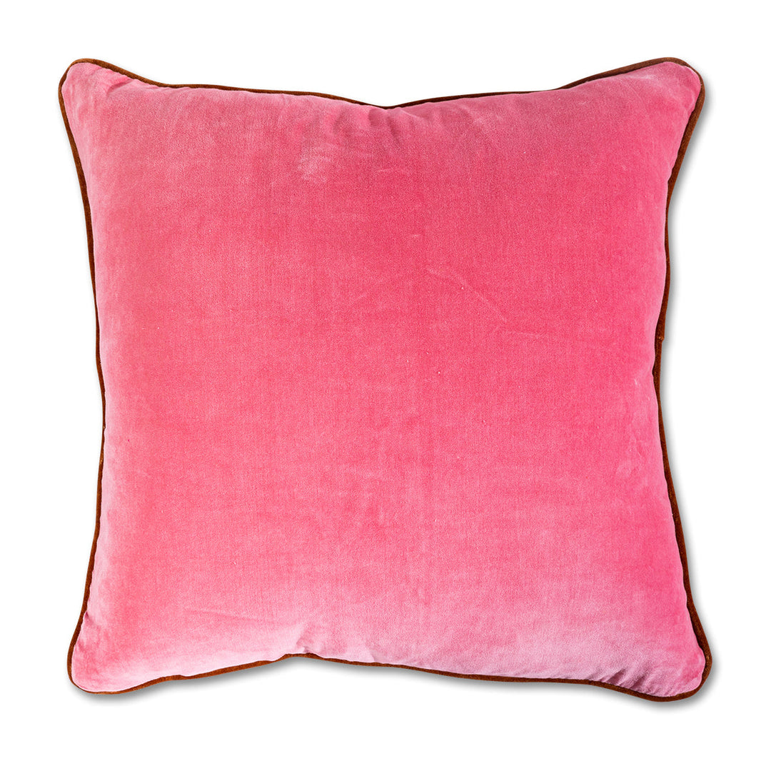 Charliss Velvet Pillow - Light Pink + Rust - Case only