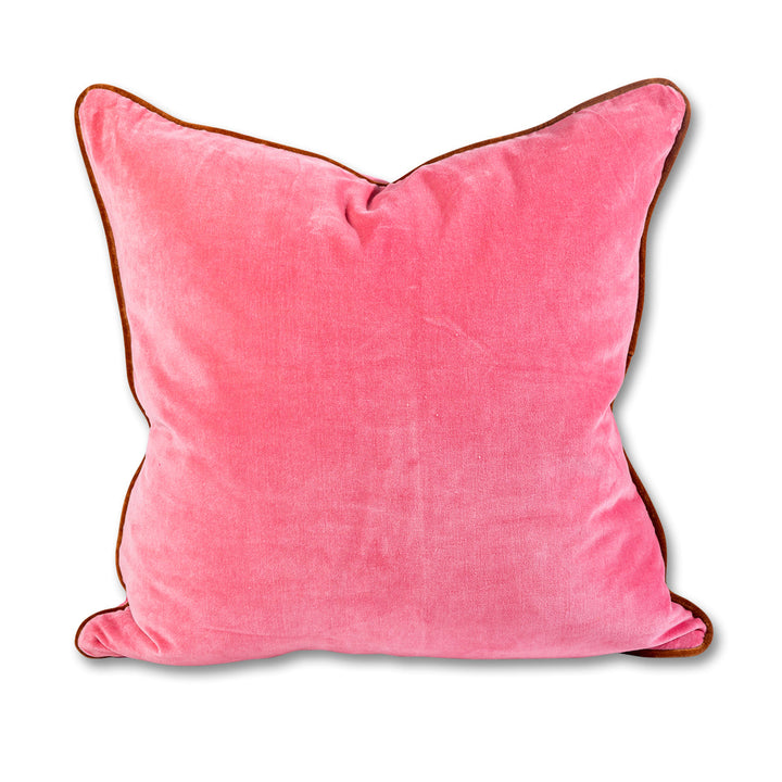 Charliss Velvet Pillow - Light Pink + Rust - Case only