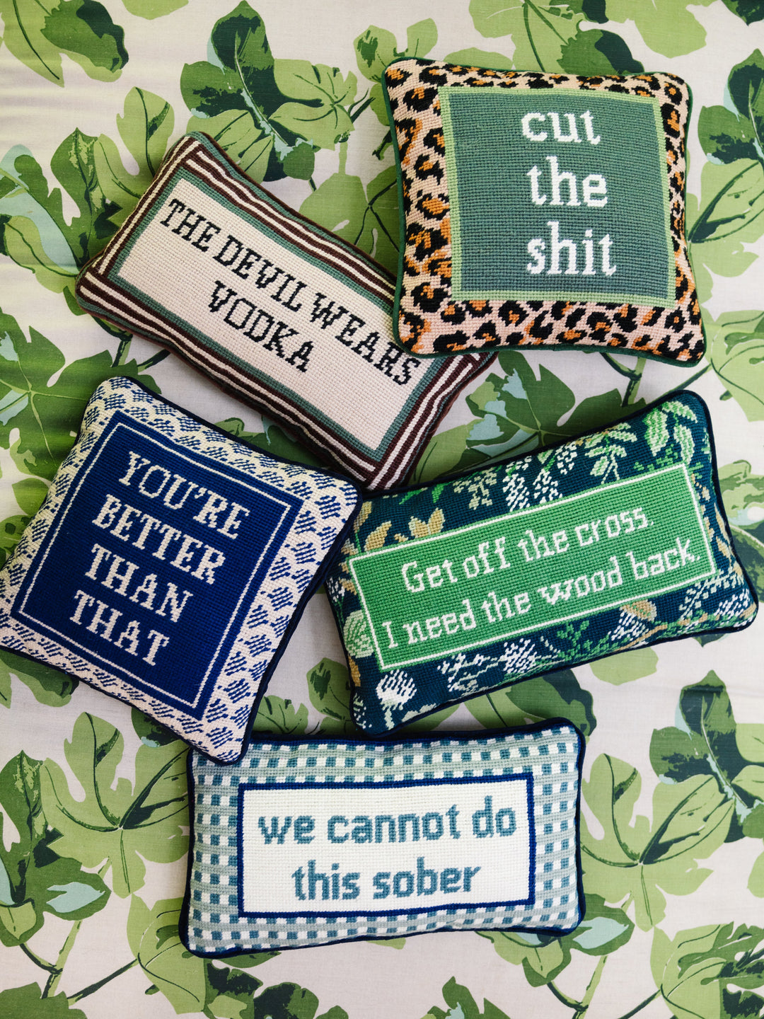 Sober Needlepoint Pillow