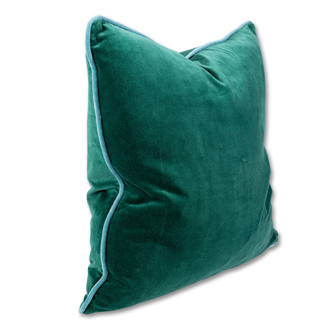 Charliss Velvet Pillow - Green + Aqua - Case Only