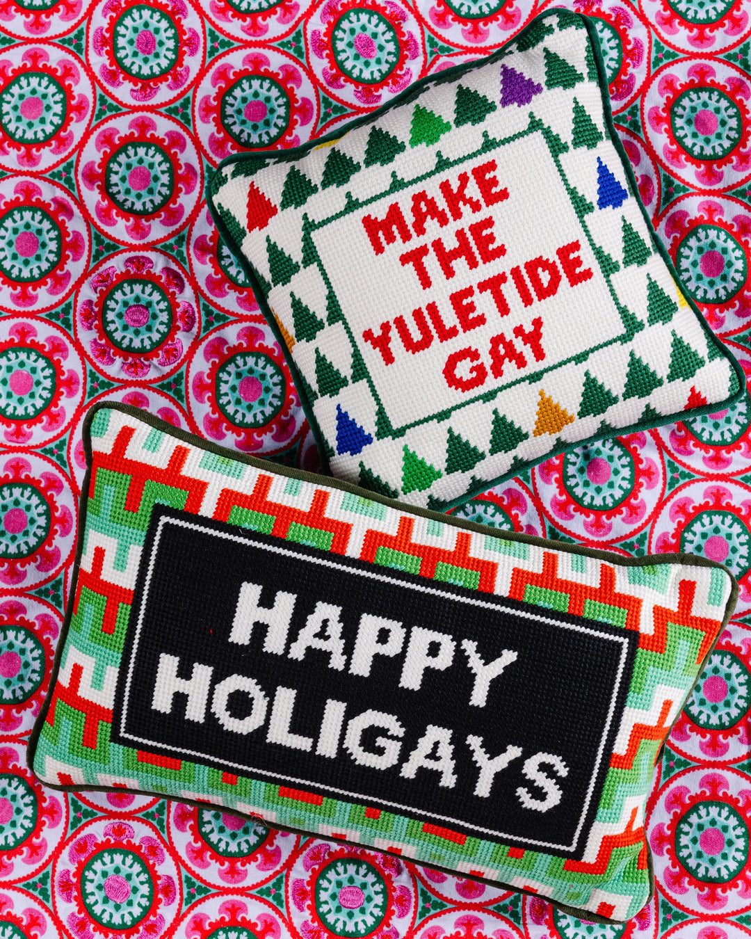 Make the Yuletide Gay Needlepoint Pillow