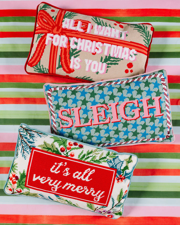 Very Merry Needlepoint Pillow