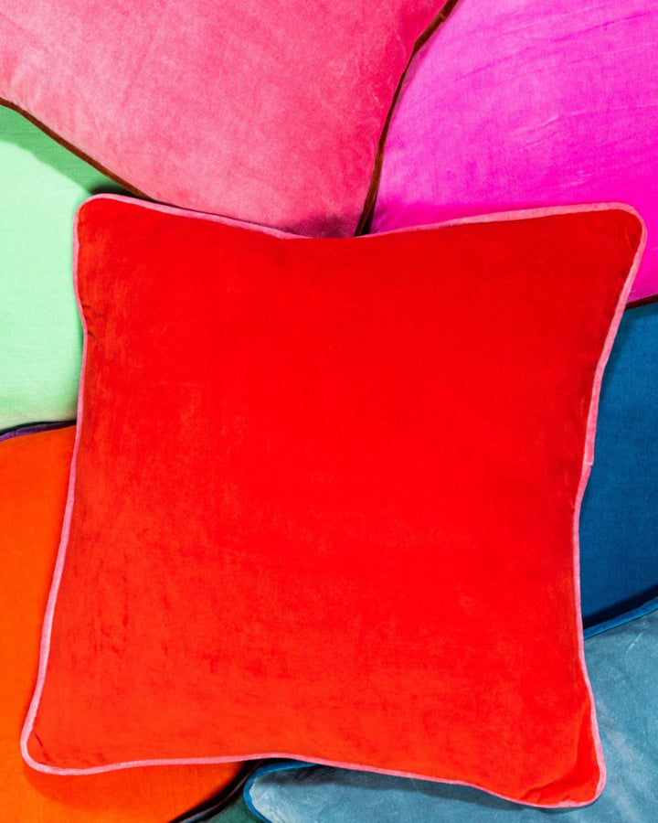 Charliss Velvet Pillow - Cherry + Light Pink - Case Only