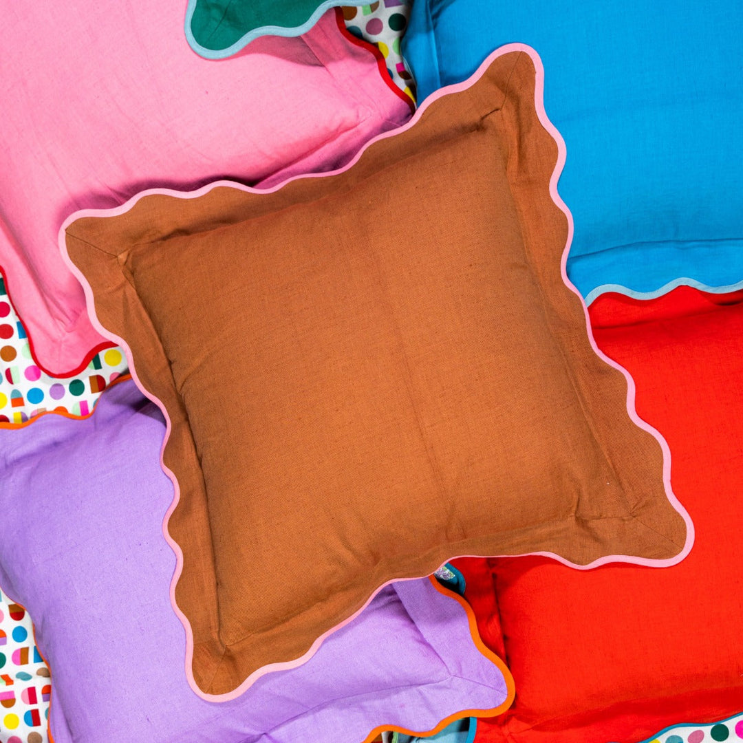 Darcy Linen Pillow - Rust + Light Pink - Case Only