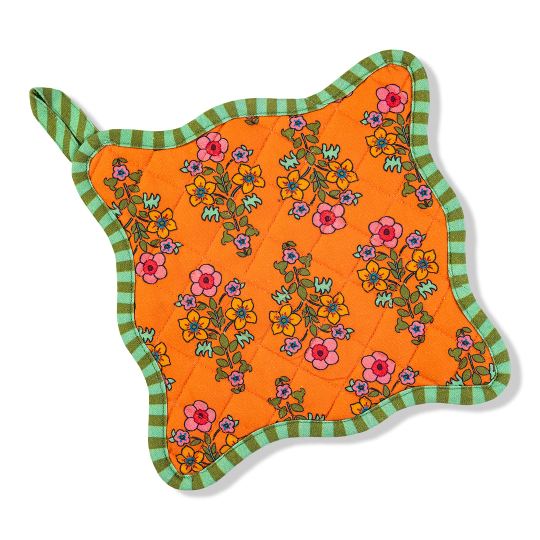 Orange Pot Holder & Oven Mitt