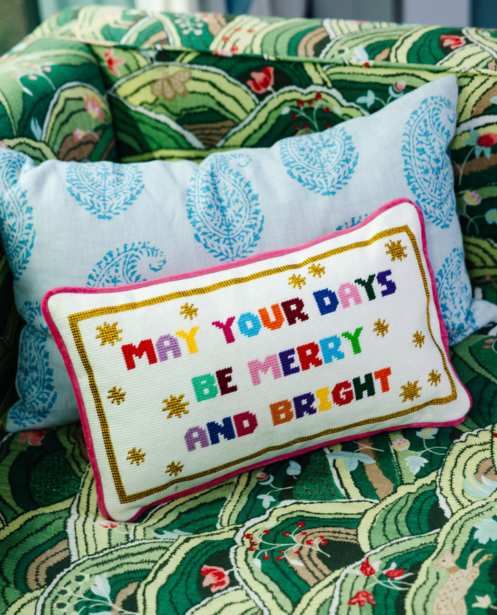 Merry & Bright Needlepoint Pillow