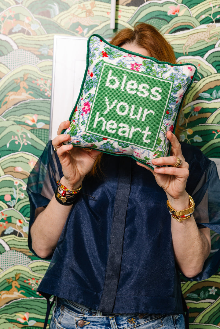 Bless Your Heart Needlepoint Pillow