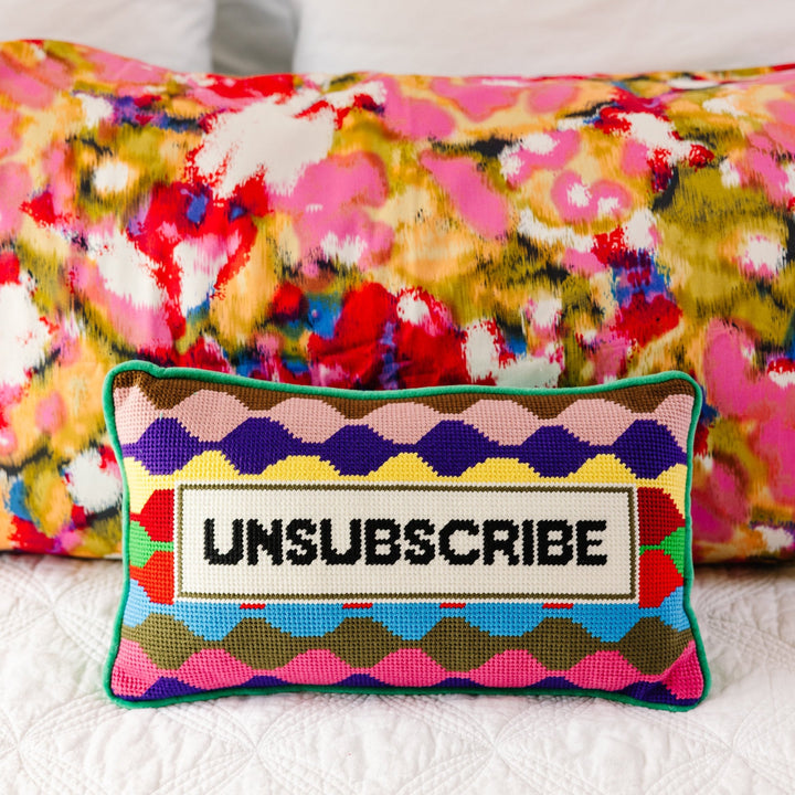 Unsubscribe Needlepoint Pillow