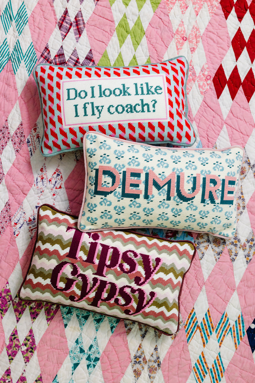 Tipsy Gypsy Needlepoint Pillow