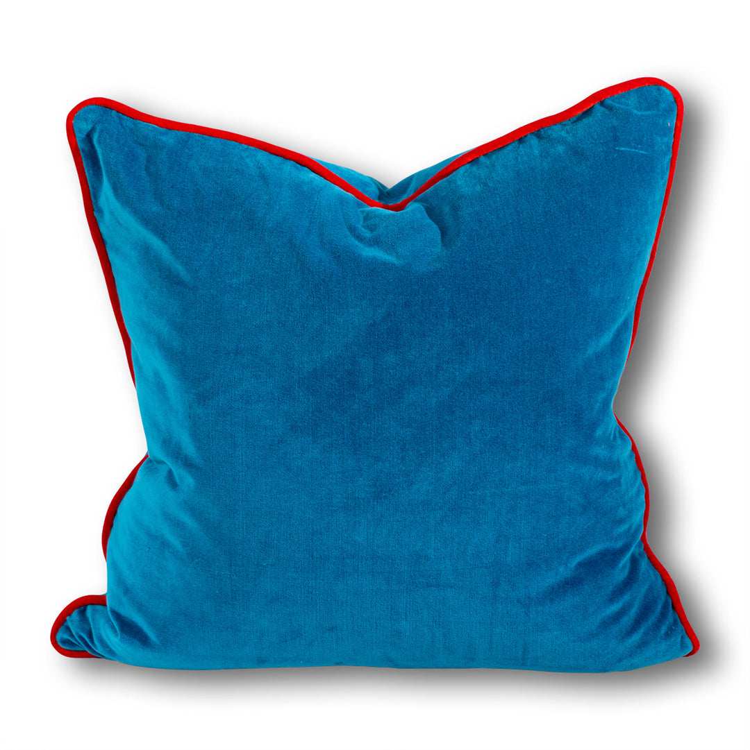 Charliss Velvet Pillow - Peacock + Cherry - Case Only