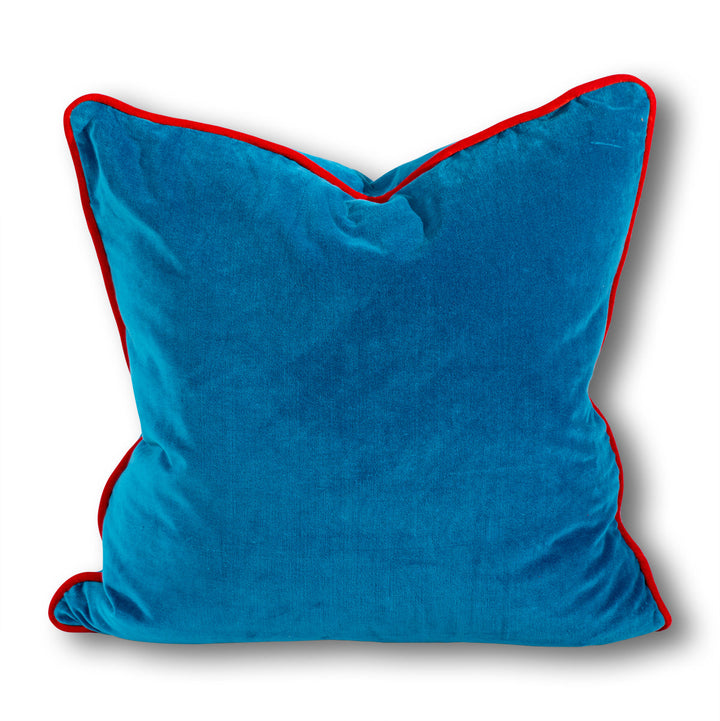 Charliss Velvet Pillow - Peacock + Cherry - Case Only