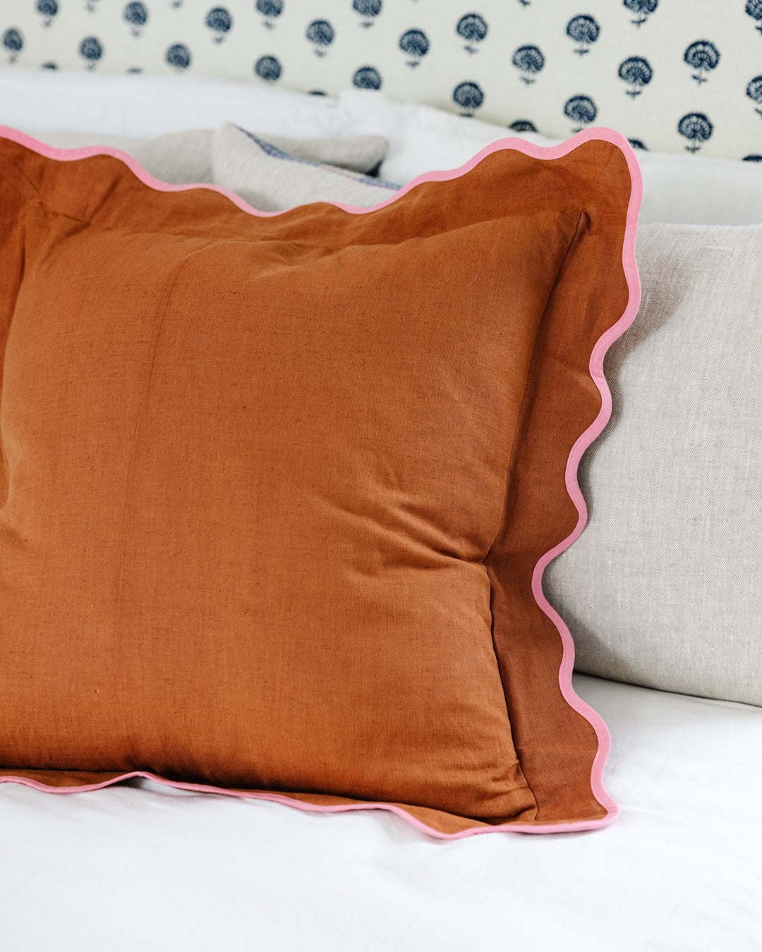 Darcy Linen Pillow - Rust + Light Pink - Case Only