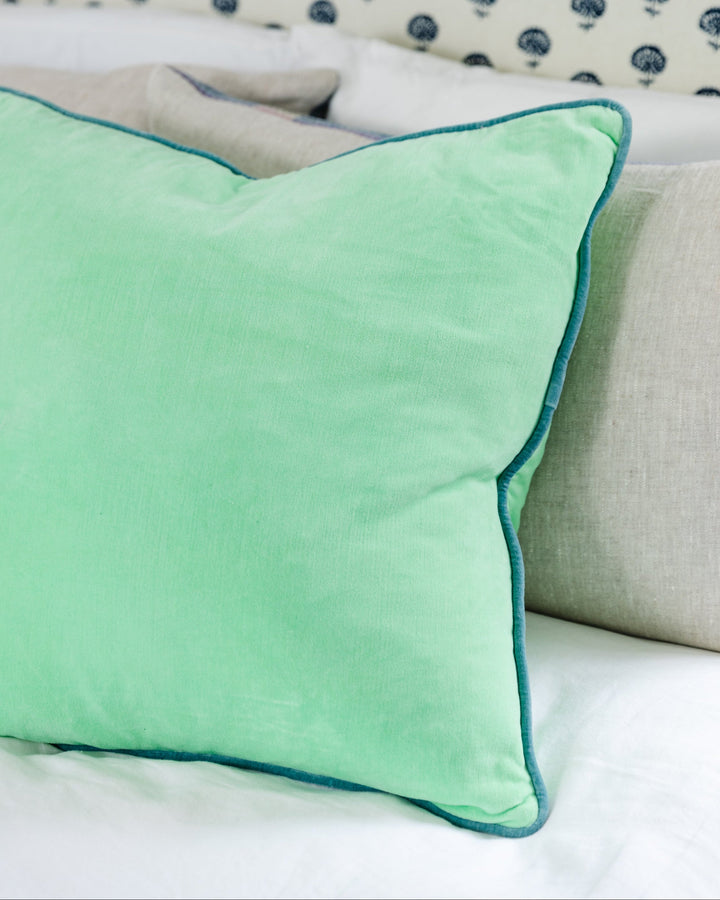 Charliss Velvet Pillow - Mint + Aqua - Case only