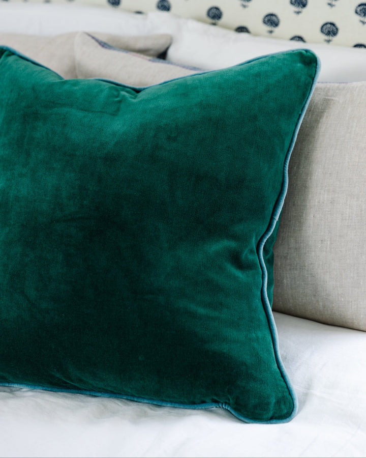 Charliss Velvet Pillow - Green + Aqua - Case Only