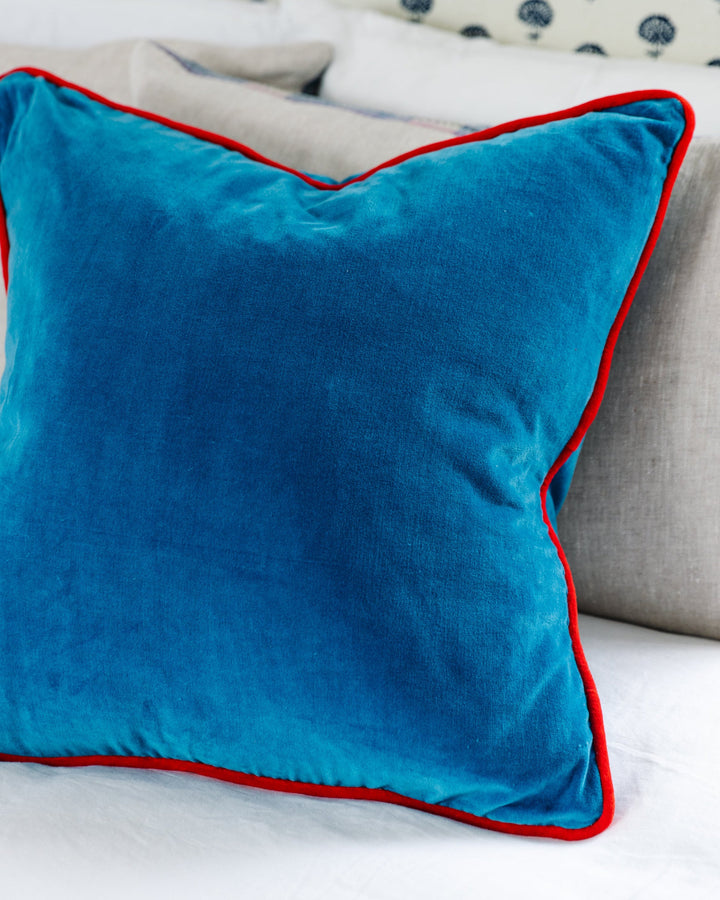 Charliss Velvet Pillow - Peacock + Cherry - Case Only