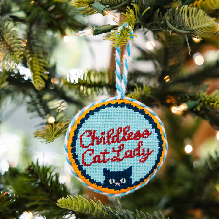 Needlepoint Ornament - Childless Cat Lady