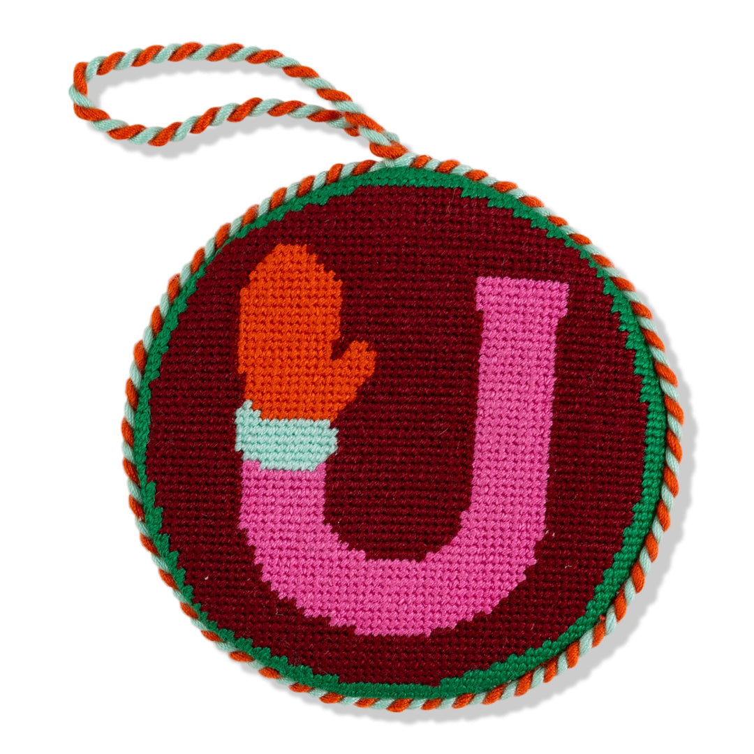 Needlepoint Monogram Ornament - U