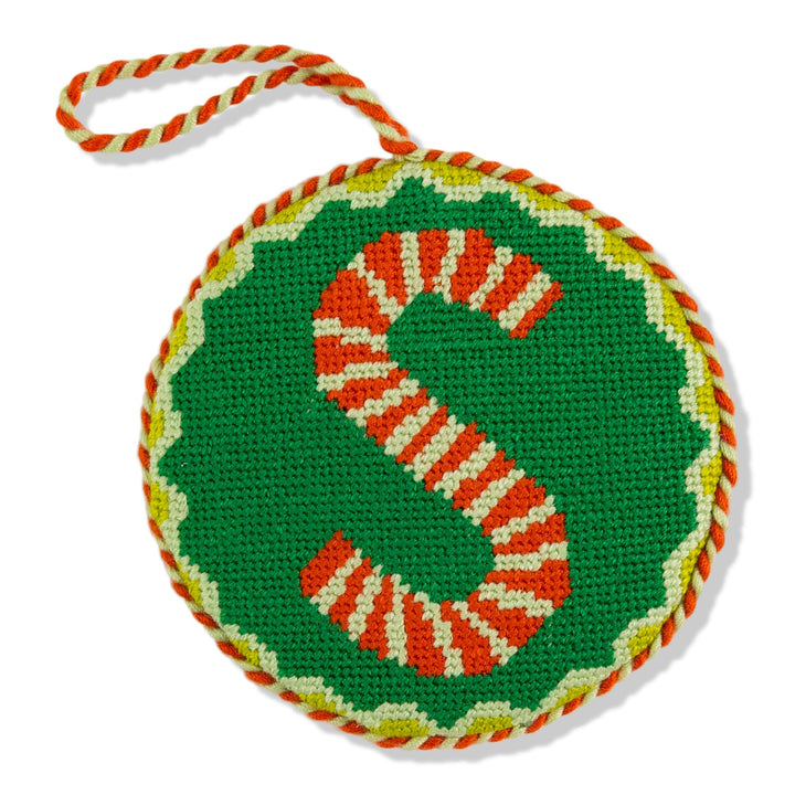 Needlepoint Monogram Ornament - S
