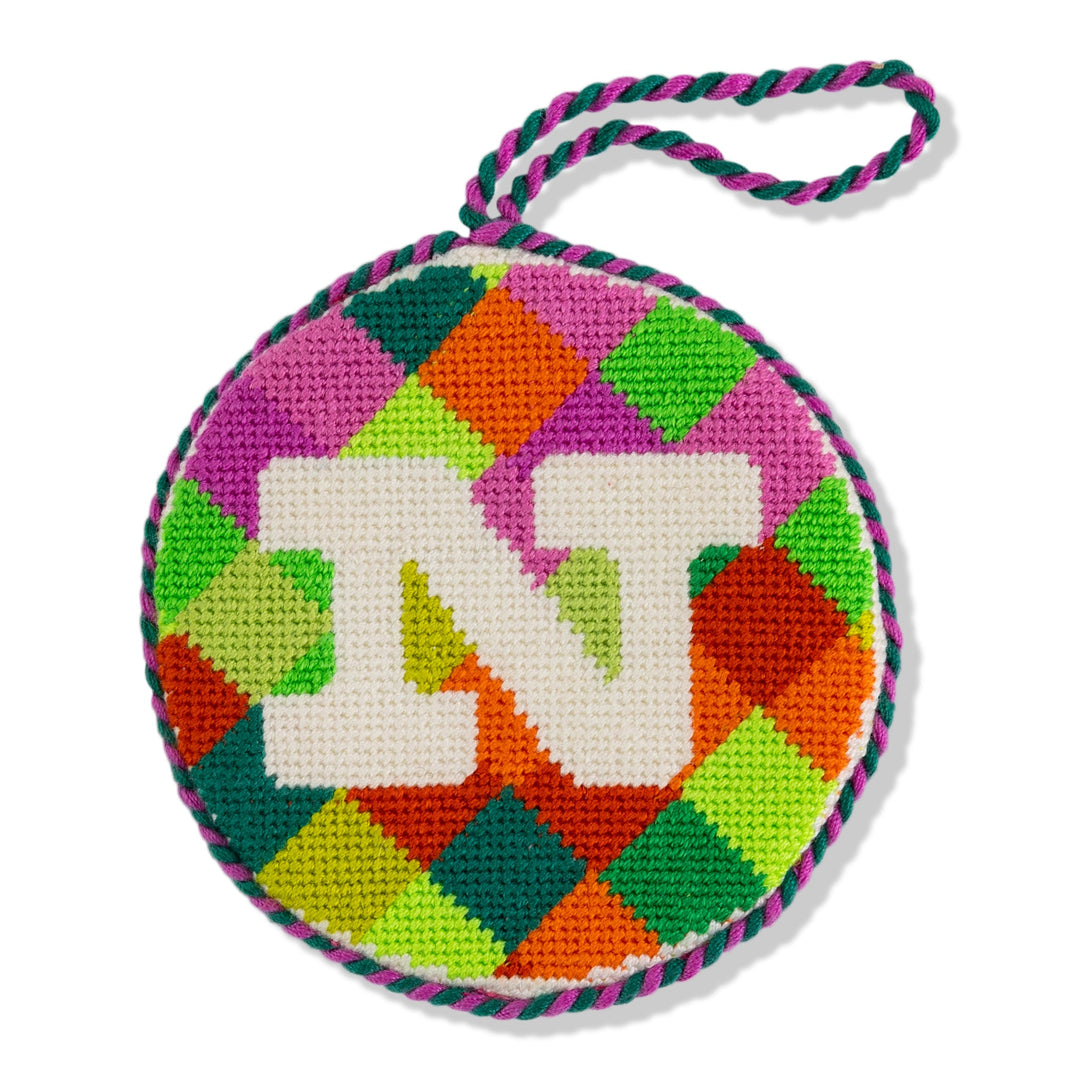 Needlepoint Monogram Ornament - N
