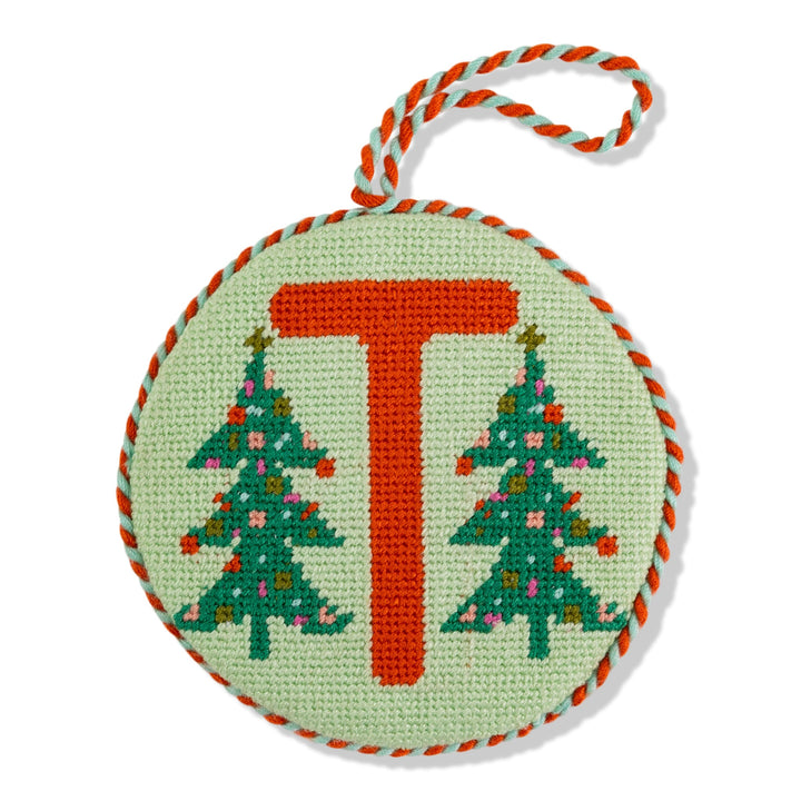 Needlepoint Monogram Ornament - T