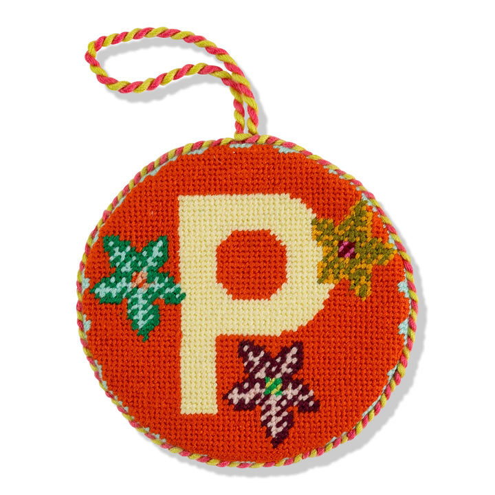 Needlepoint Monogram Ornament - P