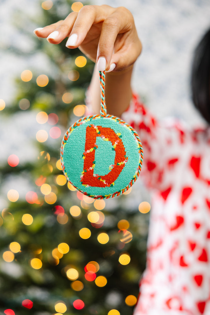 Needlepoint Monogram Ornament - D