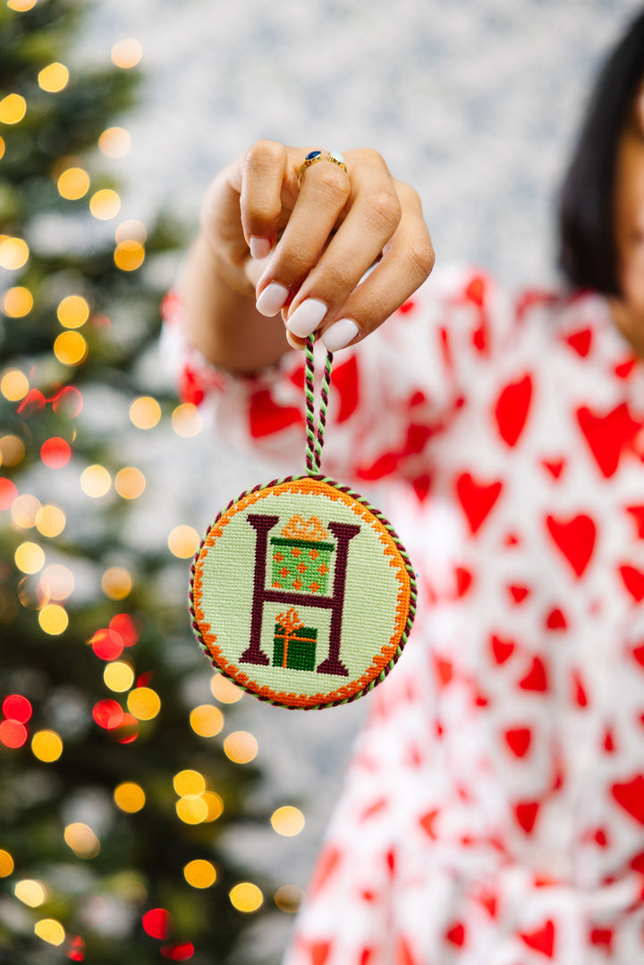 Needlepoint Monogram Ornament - H