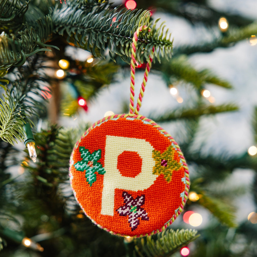 Needlepoint Monogram Ornament - P